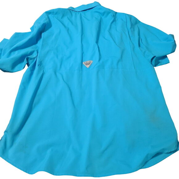 Columbia Sportswear Company Mens Button Up Shirt Blue Size L Polyester Pockets - Picture 2 of 12